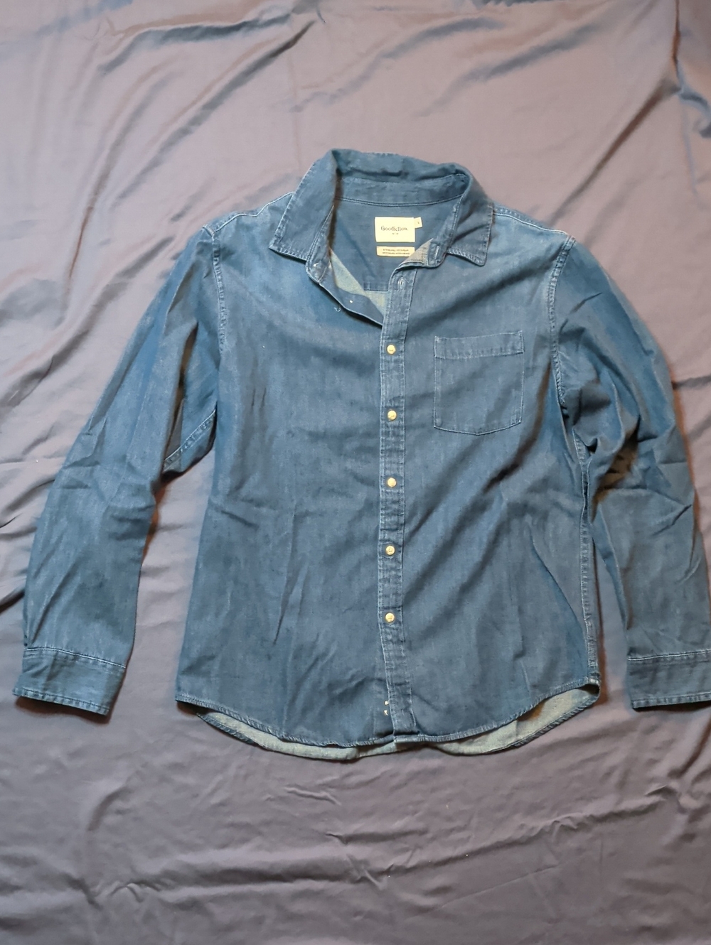 Goodfellow Men's Blue Denim Button-Up Shirt